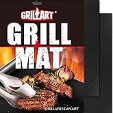 GRILLART BBQ Grill Mats for Outdoor Grill - Nonstick 600 Degree Heavy Duty Grilling Mat (Set of 2) - Reusable BBQ Grill Accessories Sheets -Works on Electric Grill Gas Charcoal BBQ - Gifts for Men Dad