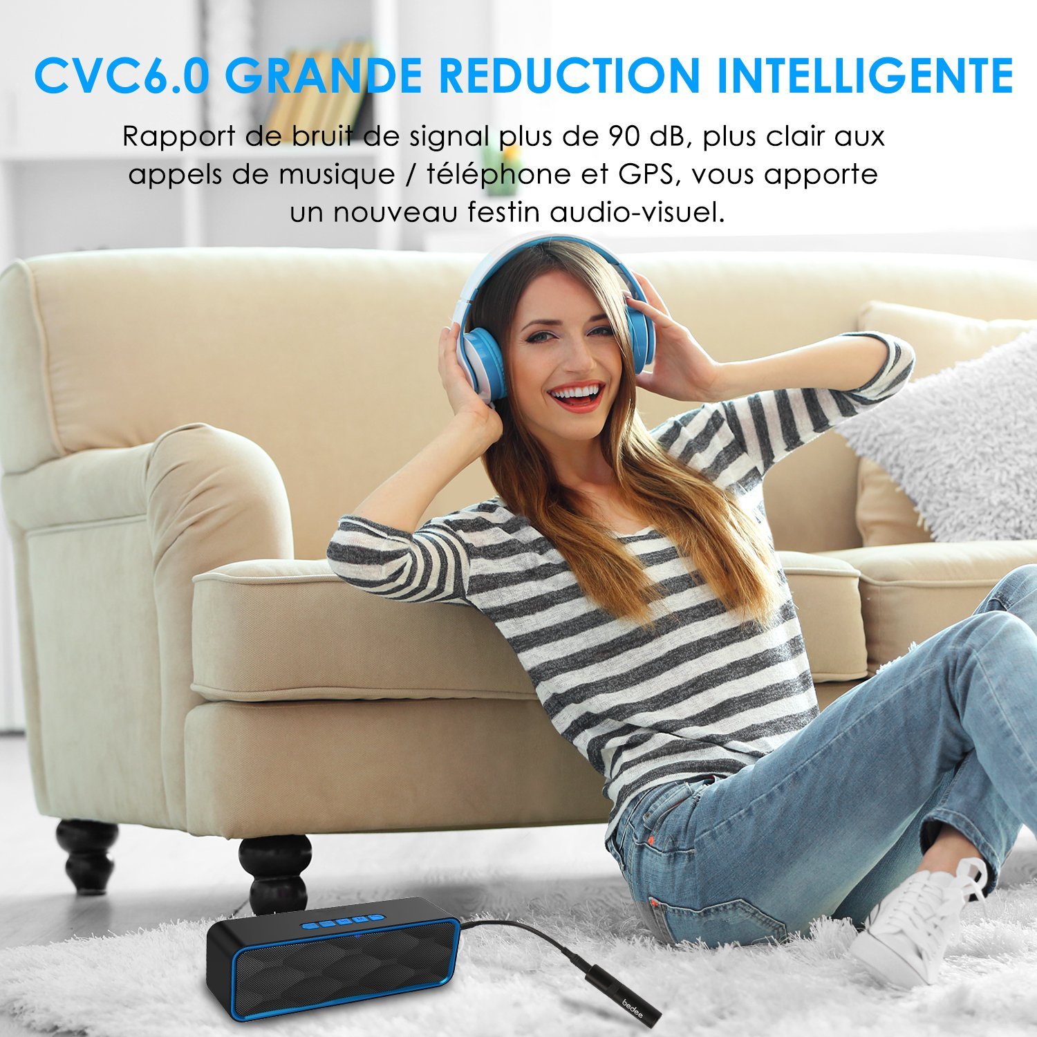 Récepteur Bluetooth 4.1 Voiture, bedee Mini Adapteur Audio, Kit Voiture Mains Libres avec Sortie Stéréo Compatible avec le Système Audio 3.5mm Jack pour Maison / Casque / Téléphone / PC / Tablette / Véhicule
