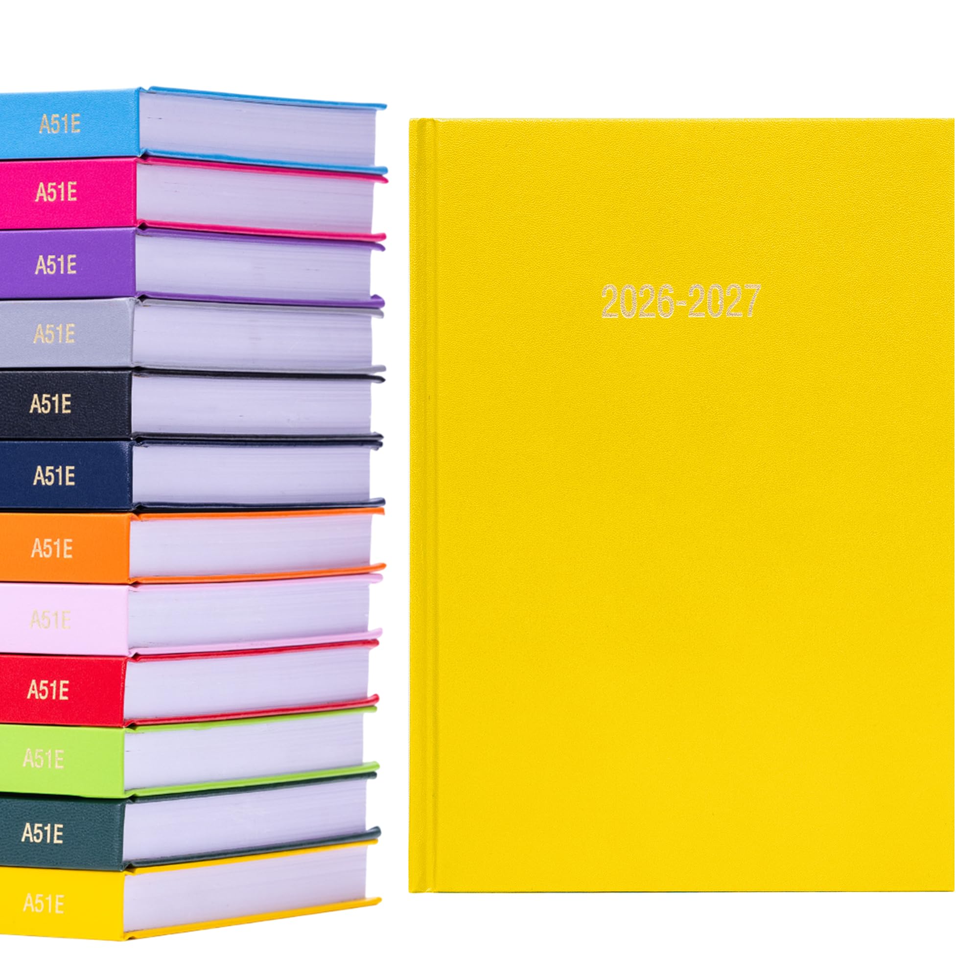 2026 2027 Academic Diary A5 Page a Day - Mid Year Hardback Planner From August 2026 to July 2027 - Student Teacher School Organiser with Ribbon Bookmark (A5, Yellow)