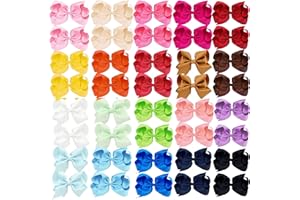 CLIPBAND 40PCS 4 Inch Hair Bows for Girls,Hand-made Grosgrain Ribbon Hair Bow Alligator Clips Hair Accessories for Toddlers Baby Girls Kids Teens in Pairs