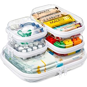 5 Pack Diaper Bag Organizer Pouches, Clear Hard Shell Zipper Cases for Baby Travel Essentials, Waterproof Storage Box for Pac