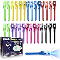 Stylos à encre invisibles avec lumière UV pour enfants, 32 pièces stylo espion magique pour message secret, fête d'anniversaire, fête du nouvel an, Halloween