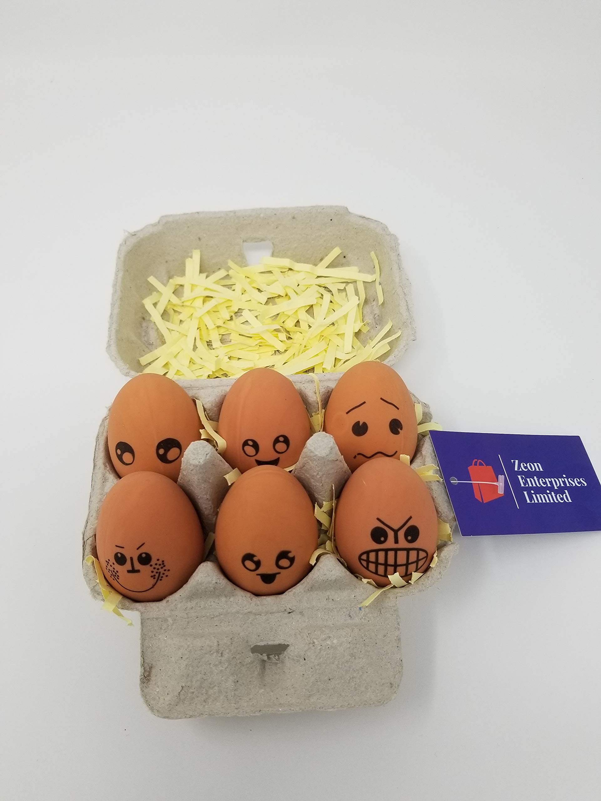 Zeon Enterprises Limites Egg Crate with 6 Emoji Bouncy Rubber Toy Eggs