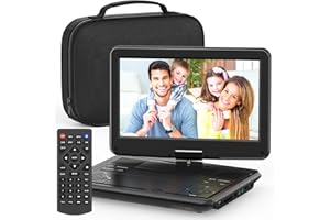 SQQBZZ 12.5" Portable DVD Player with Extra Carrying Bag, 10.5" Eye-Protective Screen,High Volume Speaker,5 Hour Rechargeable Battery, Support AV-in/Out and Multiple Disc Formats,Region Free, Black