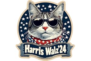 PERFECTOSTORE Harris Waltz Stickers, Womens Harris Walz 2024 Stickers, Election Kamala Harris Tim Waltz 2024 Stickers -UV Printing Technique for Vibrant, Vivid, and Crisp Printing 6"x6" (Cat)