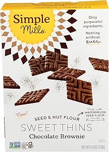 Simple Mills Chocolate Brownie Seed & Nut Flour Sweet Thins, Paleo Friendly & Delicious Sweet Thin Cookies, Good for Snacks, 