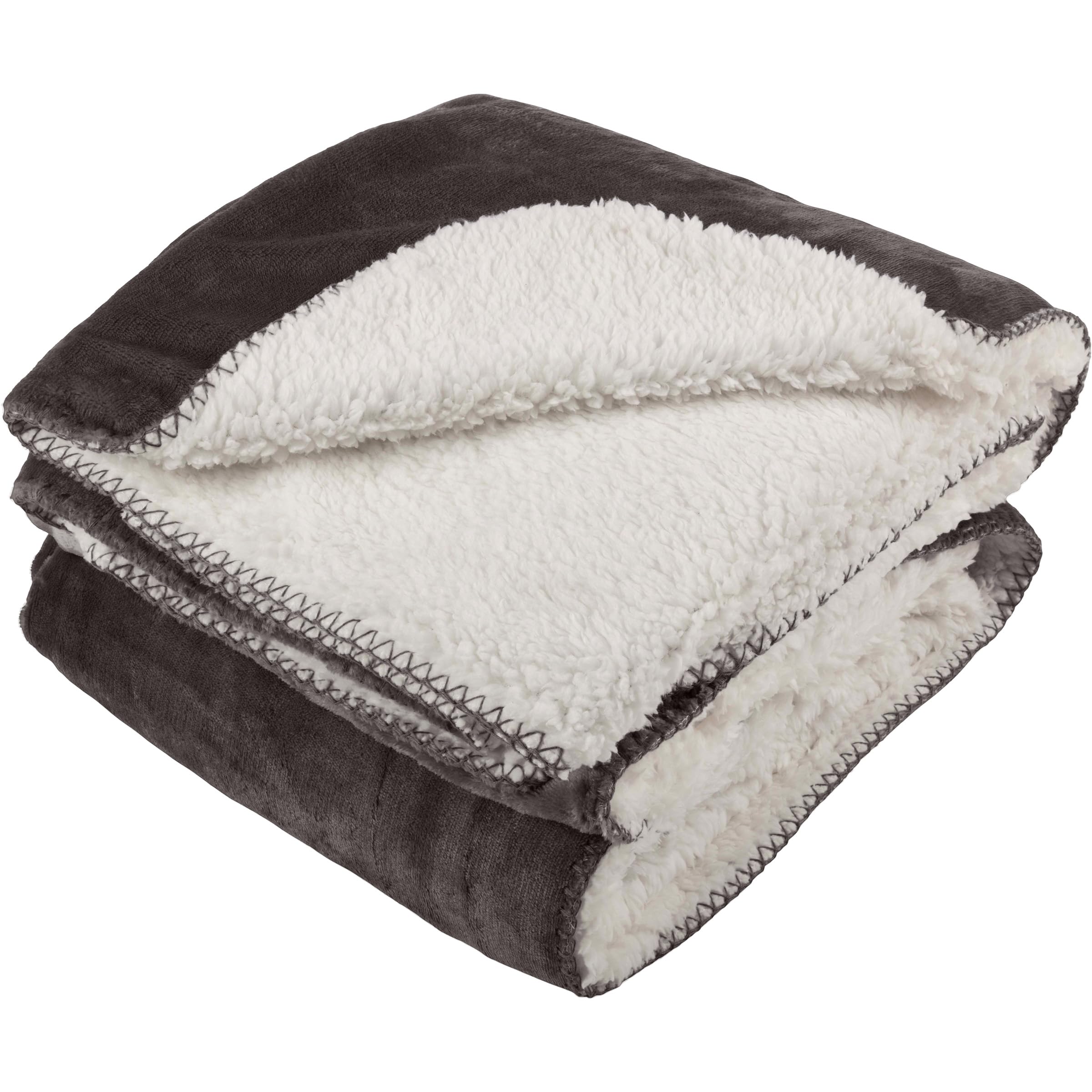 PETMAKER Dog Blanket - 60x70in Reversible Sherpa Blanket - Throw Blankets for Bed, Couch, or Car - Machine Washable Puppy Essentials (Charcoal) Image
