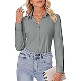 siliteelon Button Down Shirts for Women Slim fit Long Sleeve Stretch Dress Shirts Work Shirt Wrinkle Free Office Blouses