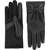 Isotoner Women's Classic Stretch Faux and Genuine Leather Touchscreen Gloves