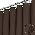 BTTN 78 Inch Long Shower Curtain - Linen Textured Thick Weighted Fabric Shower Curtain Set with 12 Hooks, Tall Hotel Neutral Heavy Duty Waterproof Polyester Shower Curtains for Bathroom, 72x78, Brown