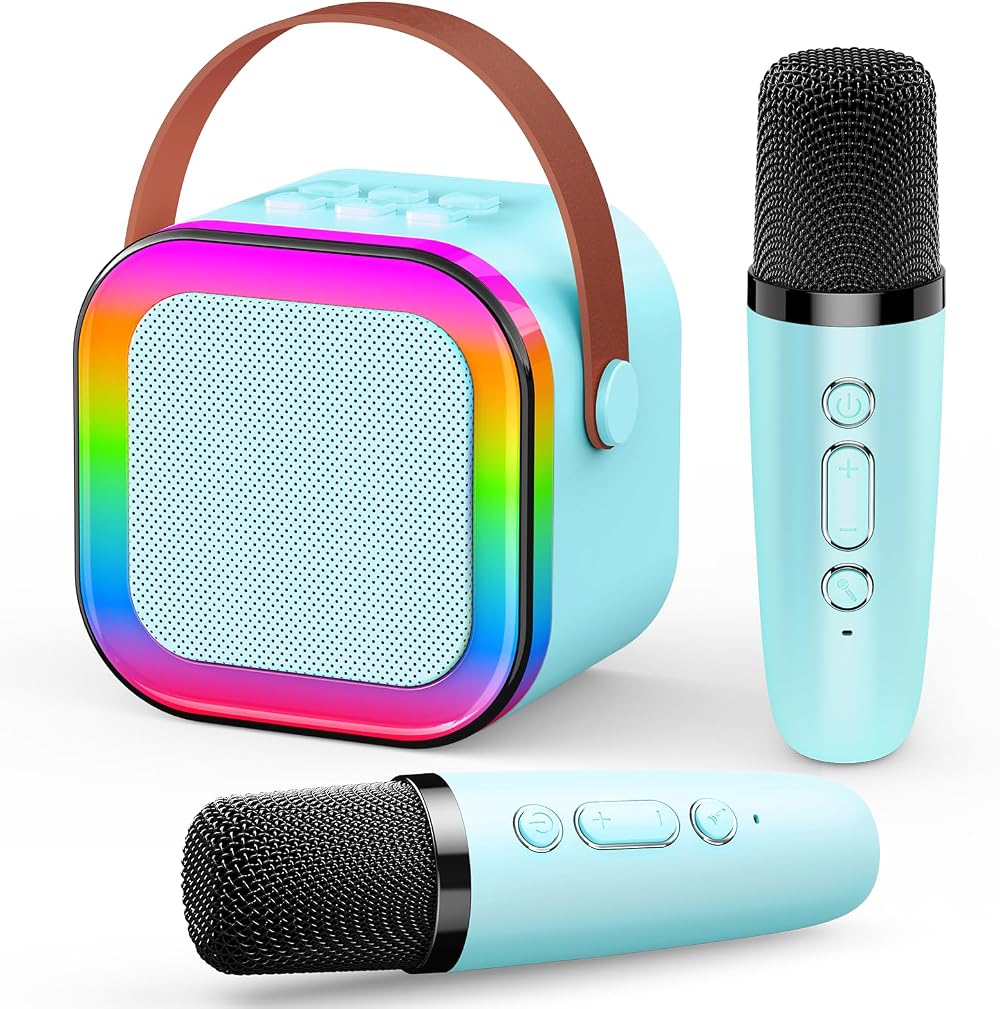 Dislocati Kids Microphone Karaoke Speaker 2 Mic Bluetooth 5.3 Lights