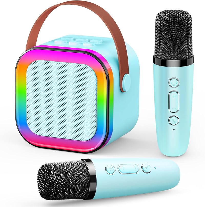 Dislocati Kids Microphone Karaoke Speaker 2 Mic Bluetooth 5.3 Lights