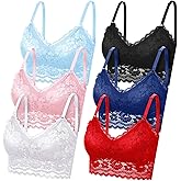 Geyoga Women's Lace Cami Top, Wireless Bralette Floral Non Padded Bandeau Bras with Straps