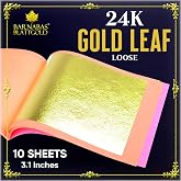 Barnabas 24K Real Gold Leaf Sheets for Crafts - 10-Loose Sheet 3.1inch