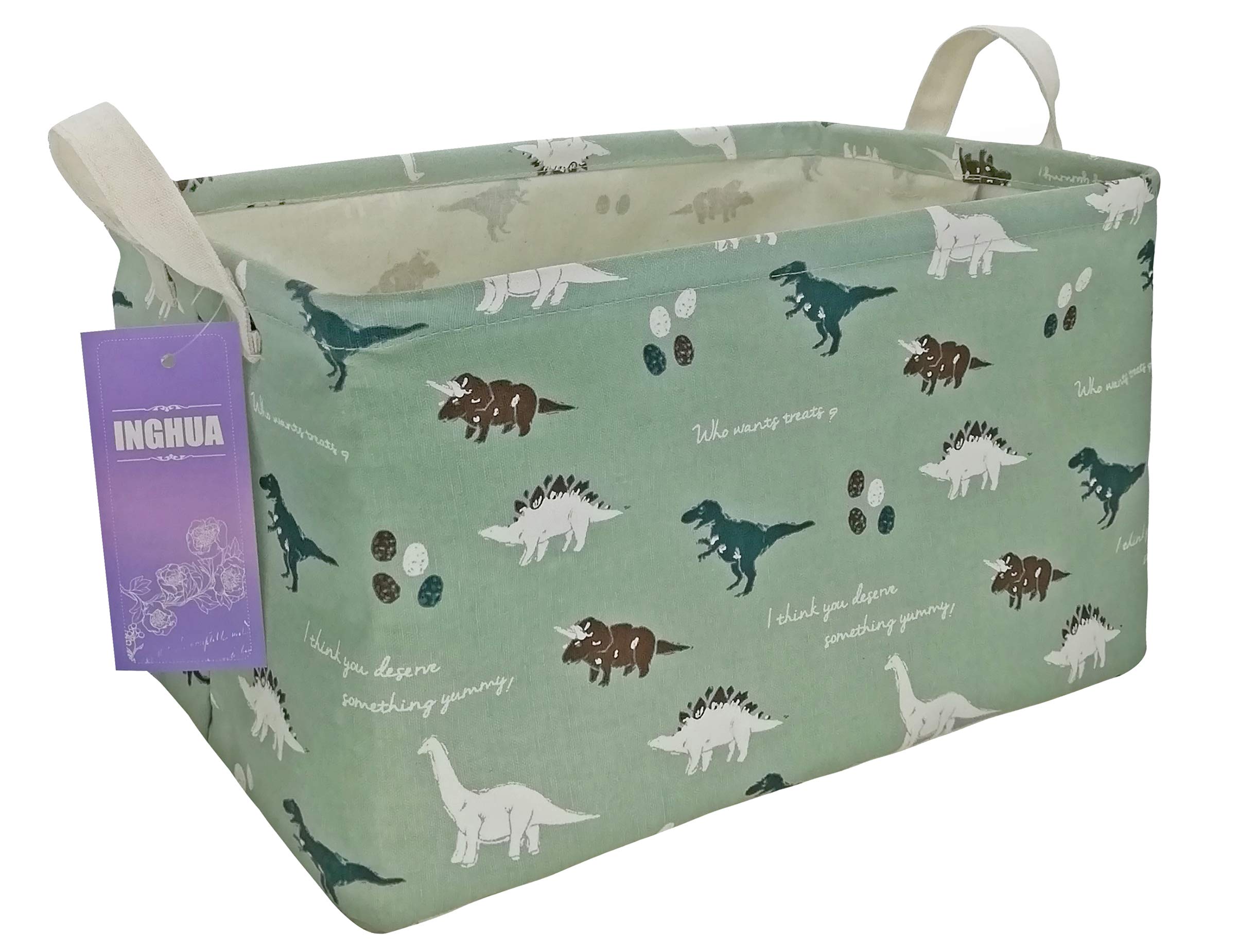 Rectangular Storage Basket Fabric Organizer Bin for Toys,Books,Clothes,Gifts,Pets-Perfect for Home,Office,Nursery,Dorm,Shelf(Rec dinosaur)
