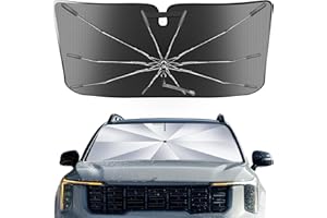 EPLTION Portable Kia Sorento 2021-2025 Windshield Sunshade Umbrella with Carry Bag, 2 in1 Ice Crystal Durable Compact Shade Umbrella UPF50+ UV Front Window Heat Insulation Protection Outdoor Camping