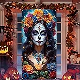 Day of The Dead Door Cover Dia De Los Muertos Backdrop Sugar Skull Altar Mexican Fiesta Halloween Party Decorations and Supplies for Home-71×35''
