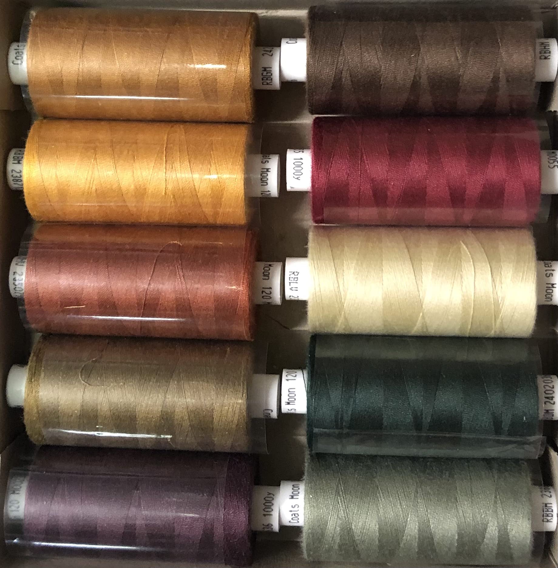 Sewing Thread Set: Coats Moon Dark Autumn Mix Thread Set Hand and Machine Sewing, Repairs, Crafting, Polyester, Beutiful Autumn Colours - Set of 10 Reel