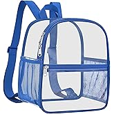 Slumou Clear Backpack for Stadium Events 12x12x6 Sports Backpack Mini Small for Fan, Concert, Beach, Work, Travel & Sporting（Royal）