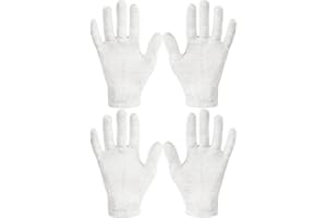 Eurow Moisturizing Gloves for Dry Cracked Hands, Overnight Healing Cotton Gloves Lock in Lotion for Eczema, Psoriasis, Skincare Relief, Reusable Unisex Fit, 2 Pairs, White