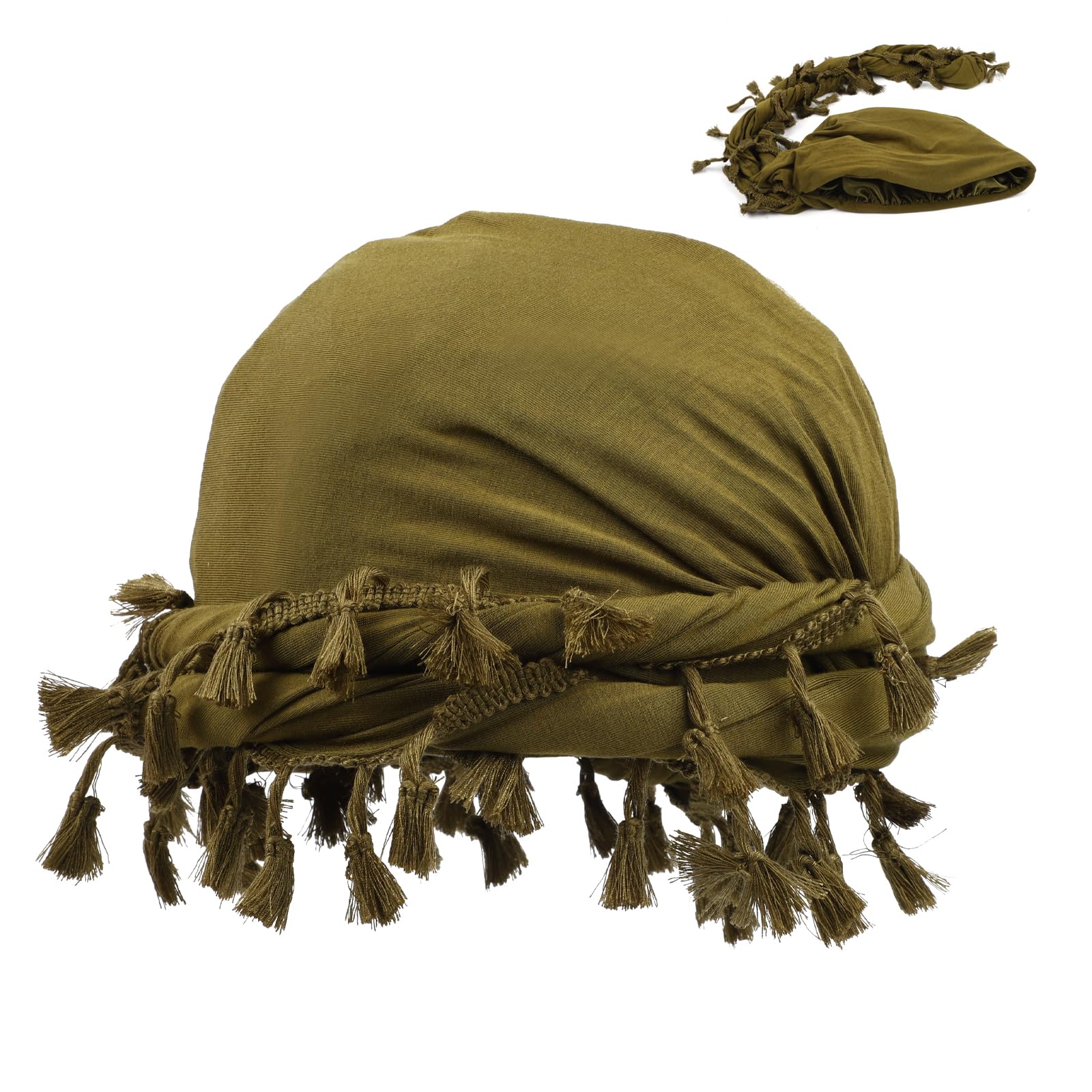Tassel Turban for Men,Vintage Twist Head Wraps for Men Satin Lined Head Wraps for Adults Hiking Sports Outdoor Activities (UK, Alpha, One Size, Green)