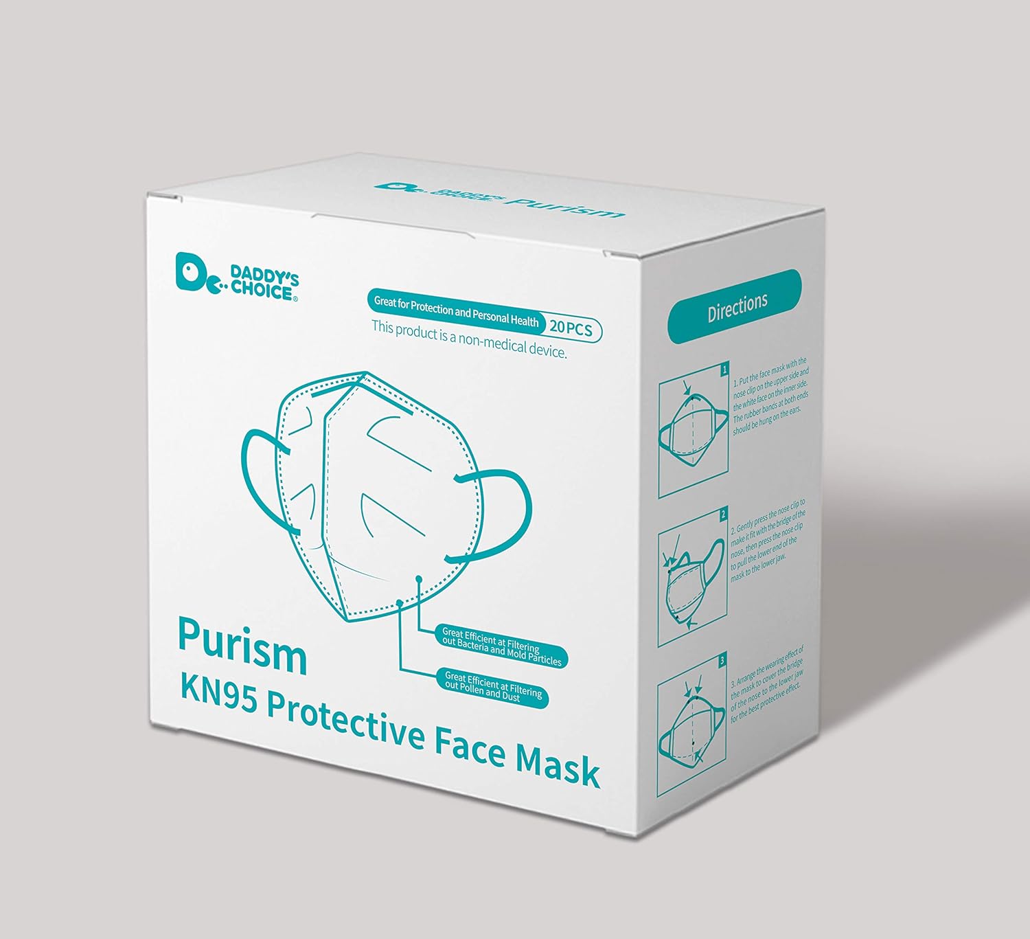 Download Free Purism Kn95 Ffp2 Respirator Protective Face Mask 94 Filtration 20 Pieces Amazon Co Uk Business Industry Science PSD Mockup Template