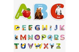 DIGA Jelly Alphabet Animals Stickers Thick Colorful Removable Reusable Window Gel Decals，Uppercase Letters and Animal Shapes Educational Spelling Learning Games for Kids(White)