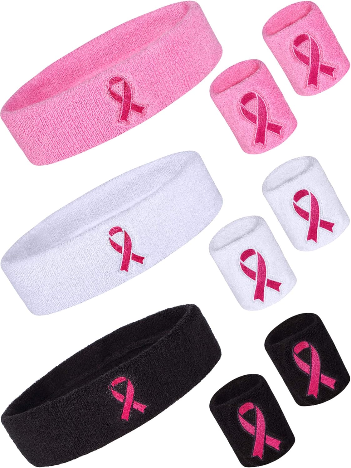 Gejoy 9 Pieces Breast Cancer Headband Sweatbands,Breast Cancer