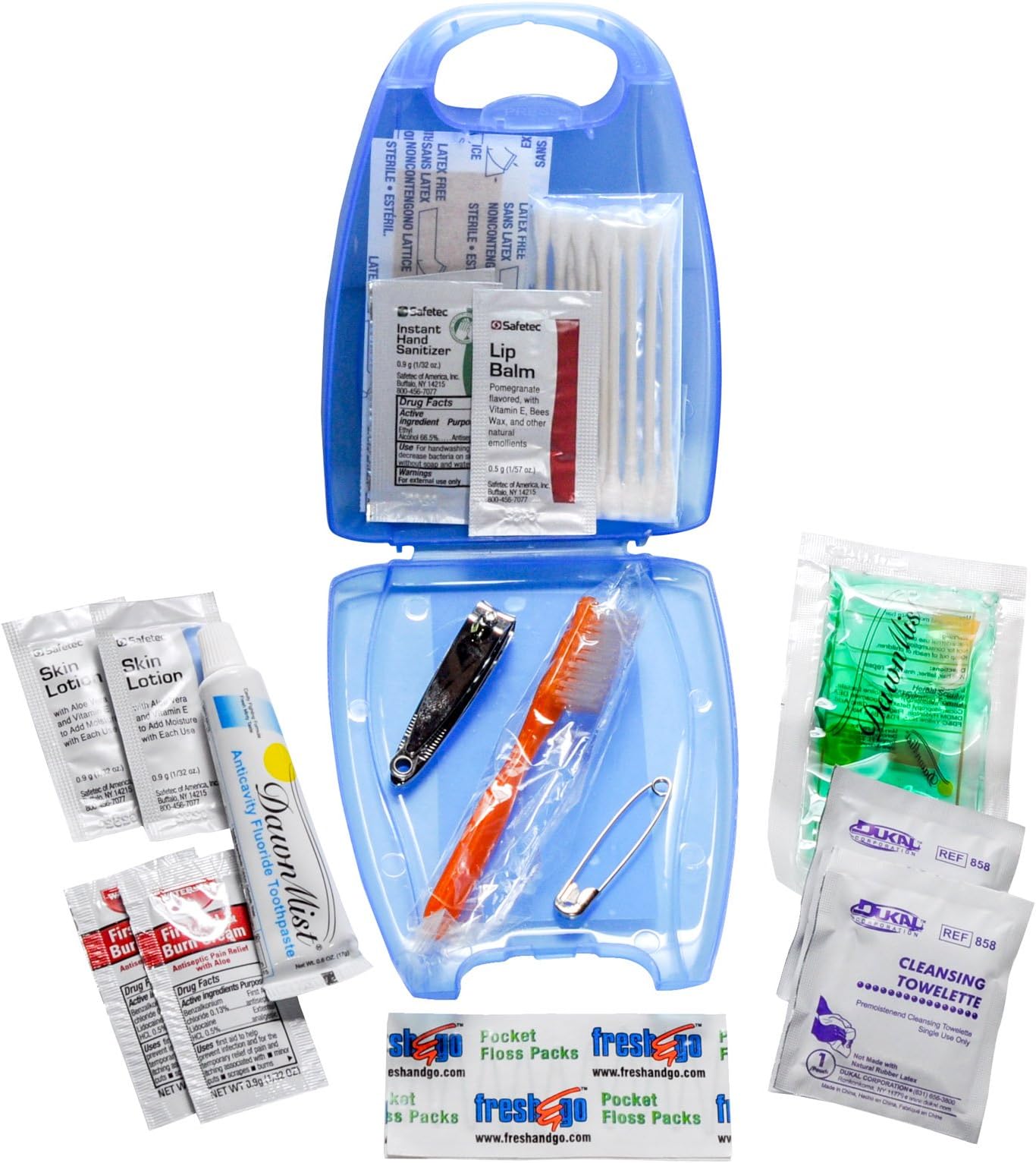 Emergency Travel Hygiene Kit Blue Plastic Case by MFASCO