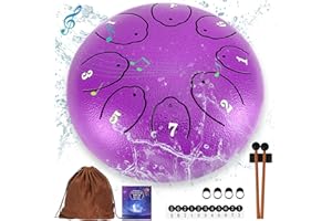 OUTUO Steel Tongue Drum: 6 Inch 8 Notes Rain Instrument for Outdoor Use, Hang Handpan for Kids, Sound Healing Meditation (Lavender Purple)