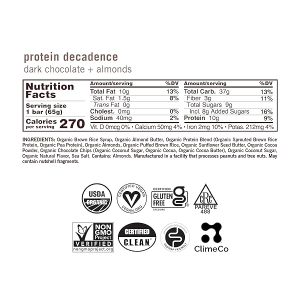 GOMACRO MACROBAR ORGANIC VEGAN PROTEIN BARS – DARK CHOCOLATE + ALMONDS
