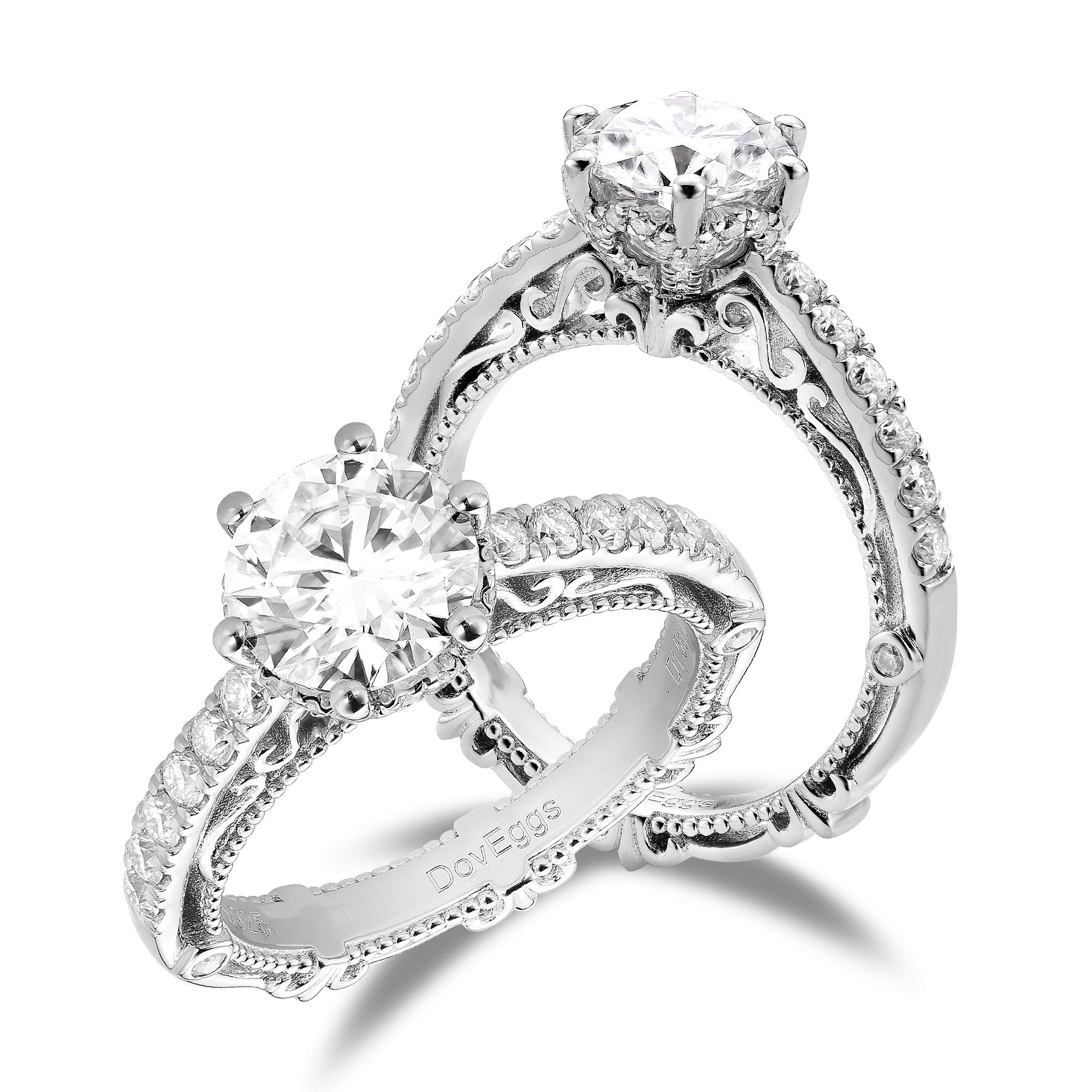 DovEggs Anillos de compromiso Moissanite para mujer Anillo Art Deco antiguo (8)