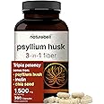 NatureBell Psyllium Husk Capsules 1500mg Per Serving, 360 Count, with Inulin & Chia Seed –Soluble Fiber for Digestion – Plant Based Herbal Fiber Supplement, Non-GMO, Gluten Free
