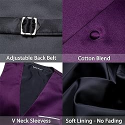 Barry.Wang Mens Purple Formal Vest V-neck Slim Fit