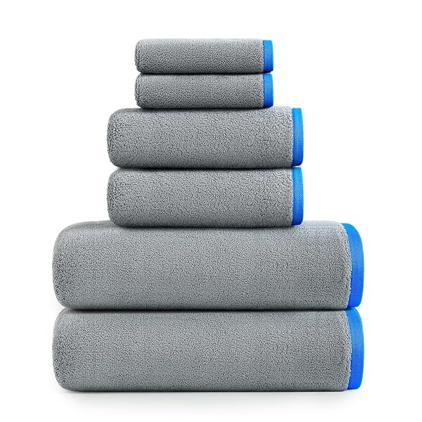QAXOPL 6 PACK PREMIUM BATH TOWELS SET,2 BATH...