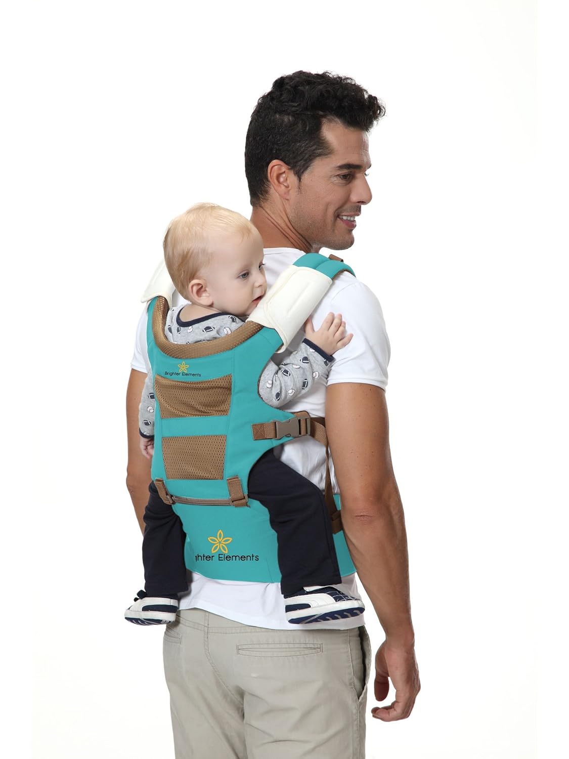 Brighter Elements Ergonomic Baby Carrier with Hip Seat – 5 Positions to Carry Your Newborn, Infant, or Toddler – Safe and Comfortable for Child and Moms, Dads – Great Baby Shower Gift : Baby