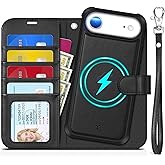 TUCCH 2-in-1 Detachable Wallet Case for iPhone Air (6.5") 2025, Wireless Charging | RFID Blocking 4 Card Holders | Wrist Strap | Kickstand | Magnetic | PU Leather | Protective Flip Cover | Black