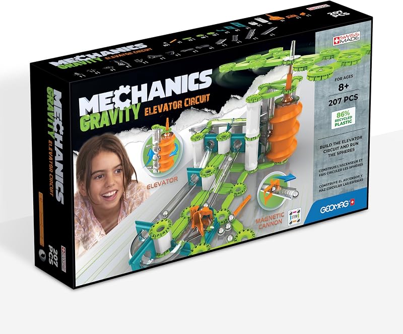 - Mechanics Gravity Elevator Circuit - Gioco Educativo e Creativo per Bambini - Costruzioni Magnetiche, Circuito con Blocchi Magnetici - Confezione da 207 Pezzi