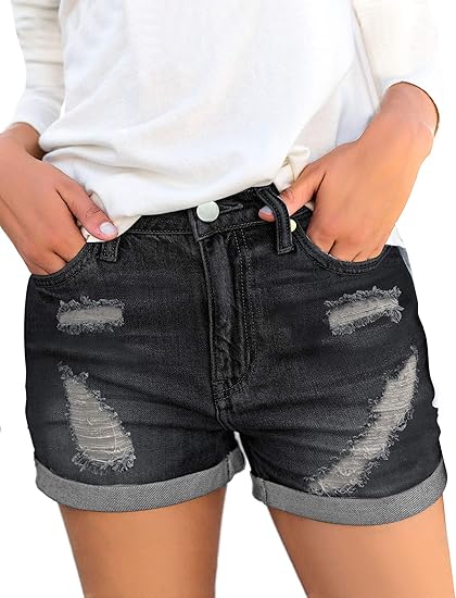 long ripped jean shorts