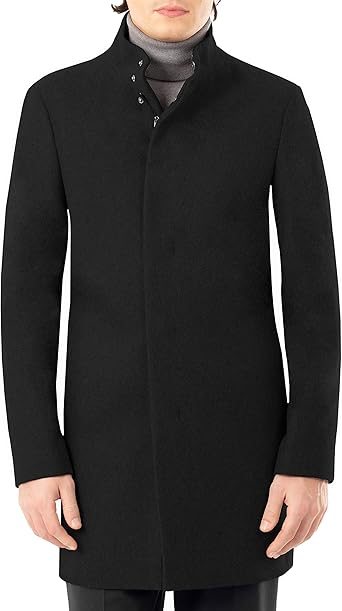 slim fit black overcoat