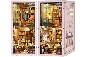 fifijoy Book Nook Kit - Sewing Room DIY Miniature House Dollhouse Kit for Adults and Teens, Booknook Tiny House Bookshelf Decor 3D Wooden Puzzle, Gifts for Family and Friends