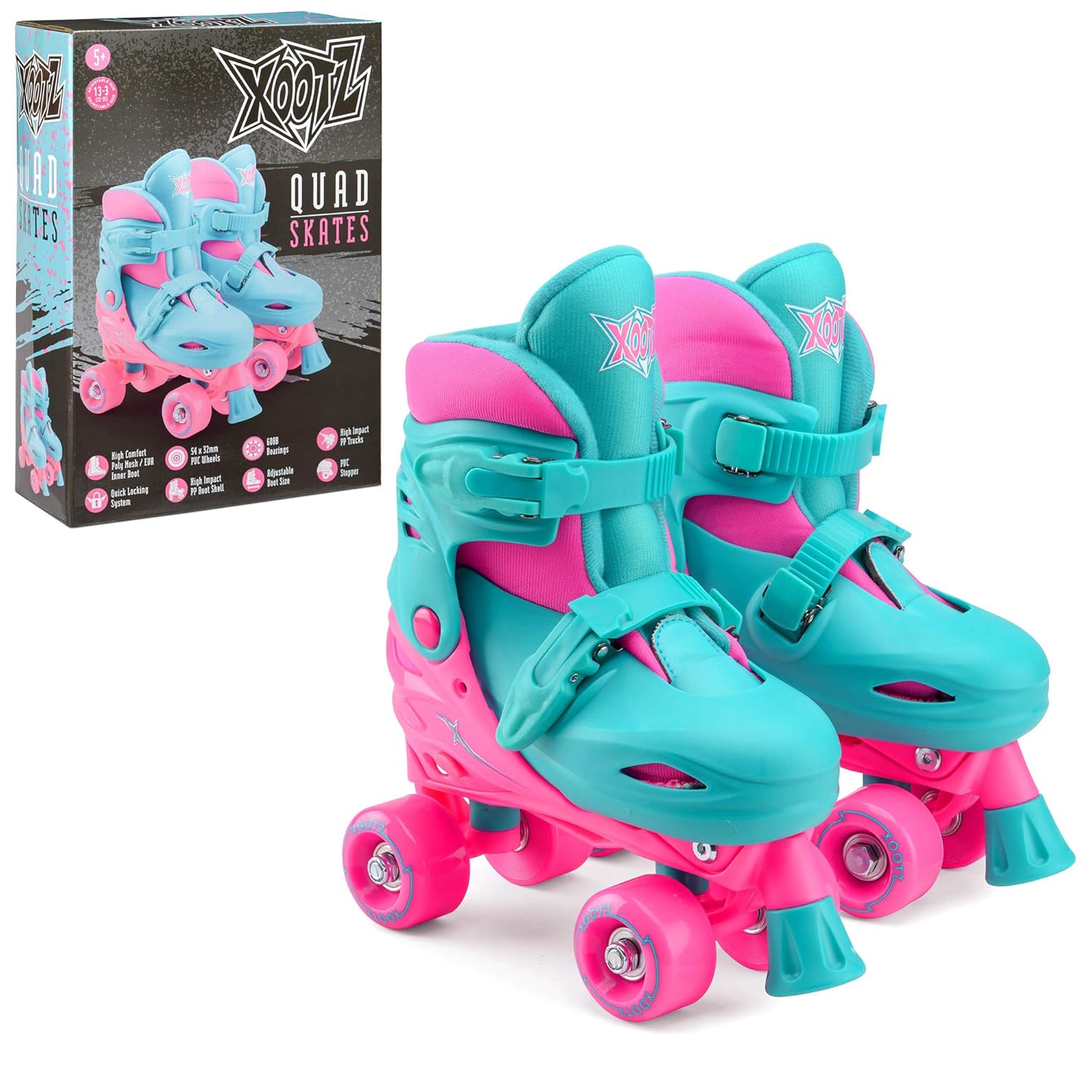 Xootz Kids Quad Skates Beginner Adjustable Roller Skates Girls