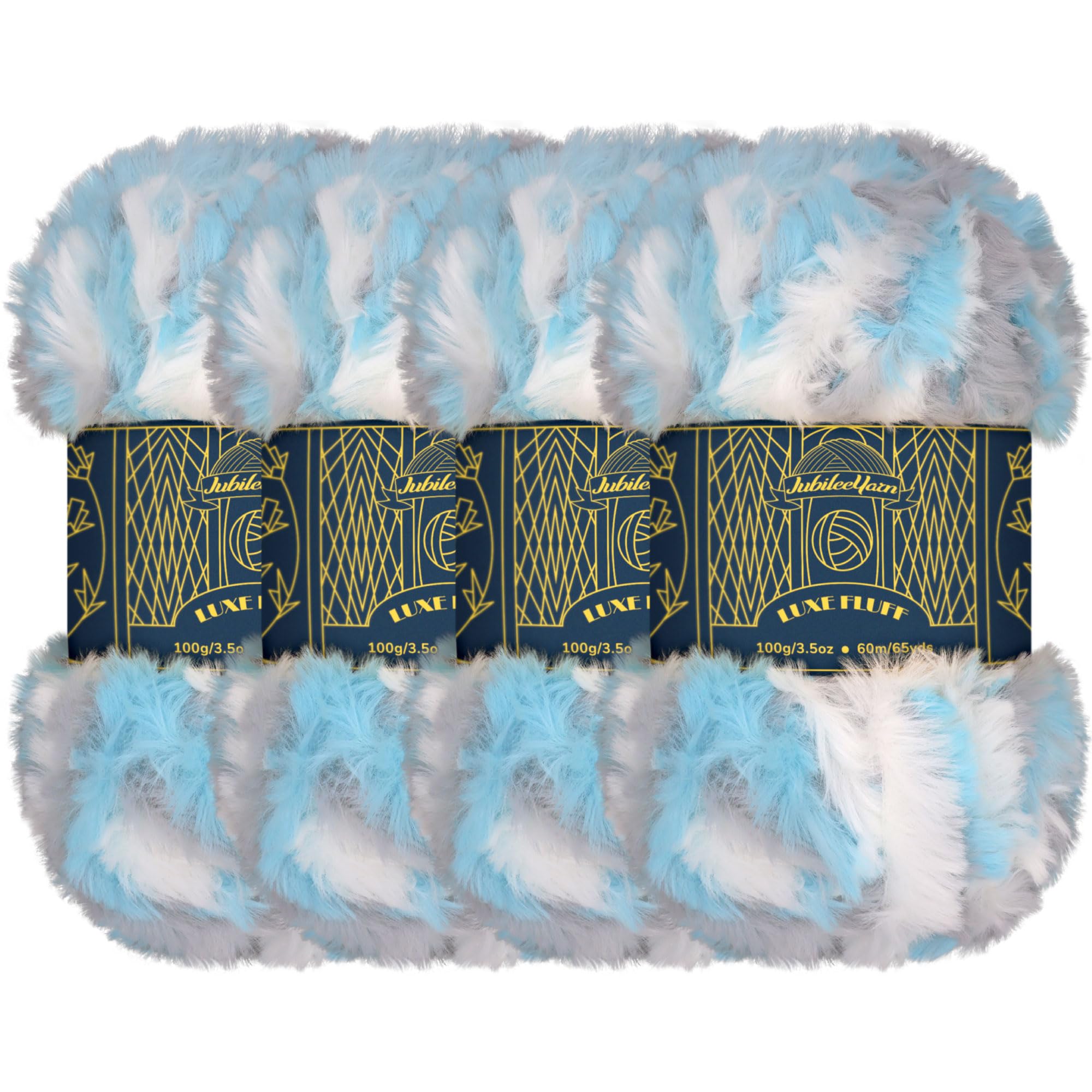 BambooMN Chunky Fluffy Faux Fur Eyelash Yarn - 100% Polyester - 100g/Skein - 4 Skeins - Heron