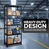Crystals 5 Tier Plastic Shelving Unit Black 60x30x173cm Garage Storage view 6