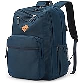 ZORFIN 36L Backpack for College, and Travel: Water Resistant Bookbag - Steel blue