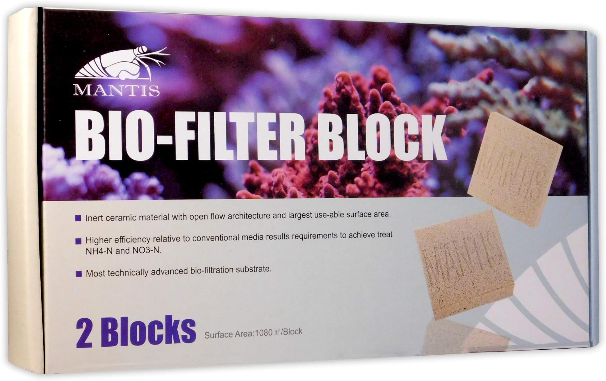 Mantis Bio-Filter Block Advanced Bio-Filtration Substrate for Fresh/Marine Aquariums or Ponds
