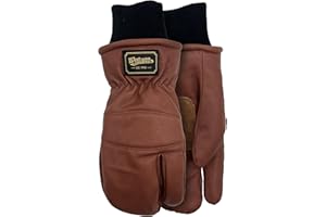 Watson Gloves Full-Grain Leather Winter Ranch 1 Finger Mitts - Crazy Horse Heritage, Water-Resistant, Warm Lining