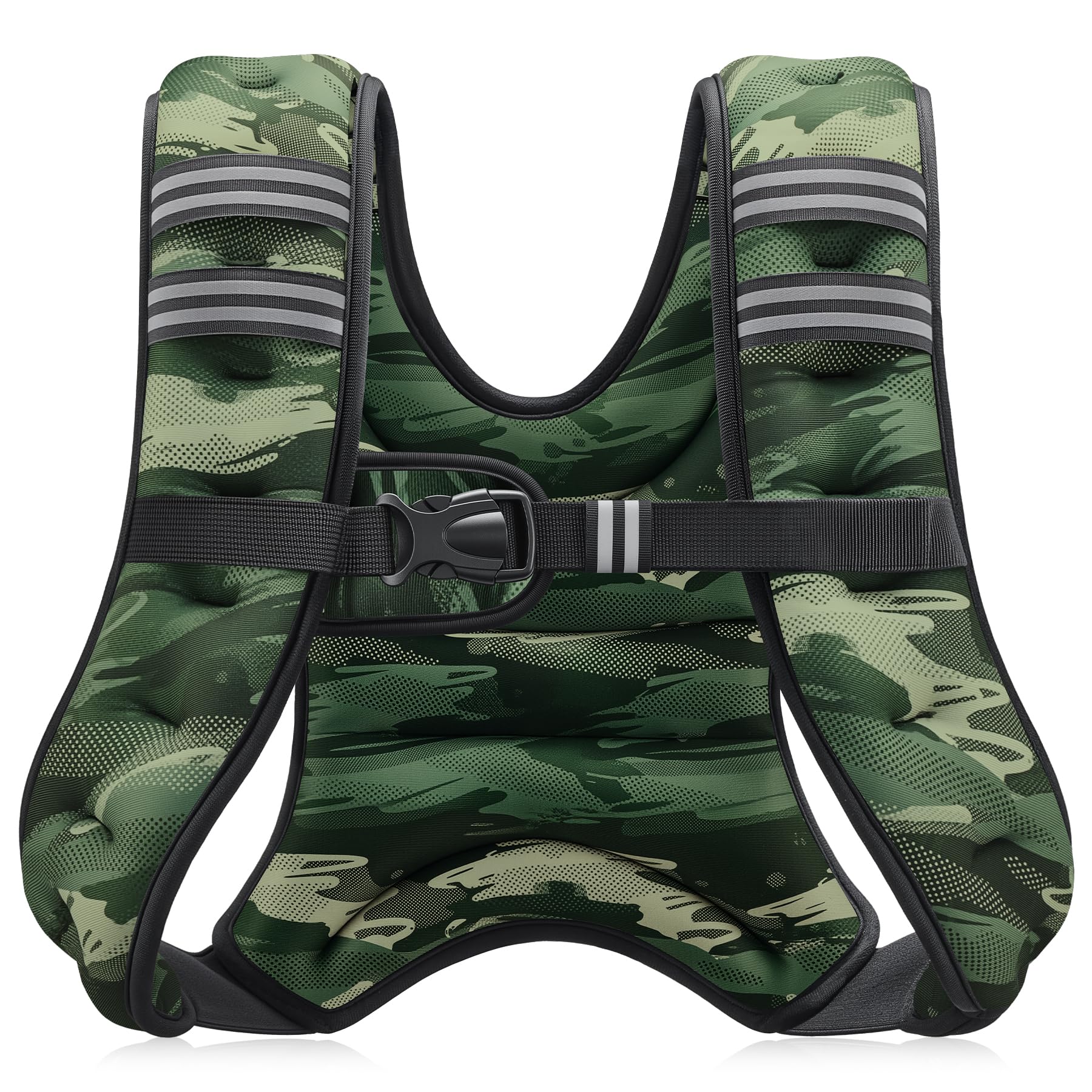 Photo 1 of ZELUS Weighted Vest, 6lb/8lb/12lb/16lb/20lb/25lb/30lb Weight Vest for Men Women with Storage Pocket & Reflective Strips for Workout Strength Training Running Muscle Building, Forest Green Camo (12 lb)