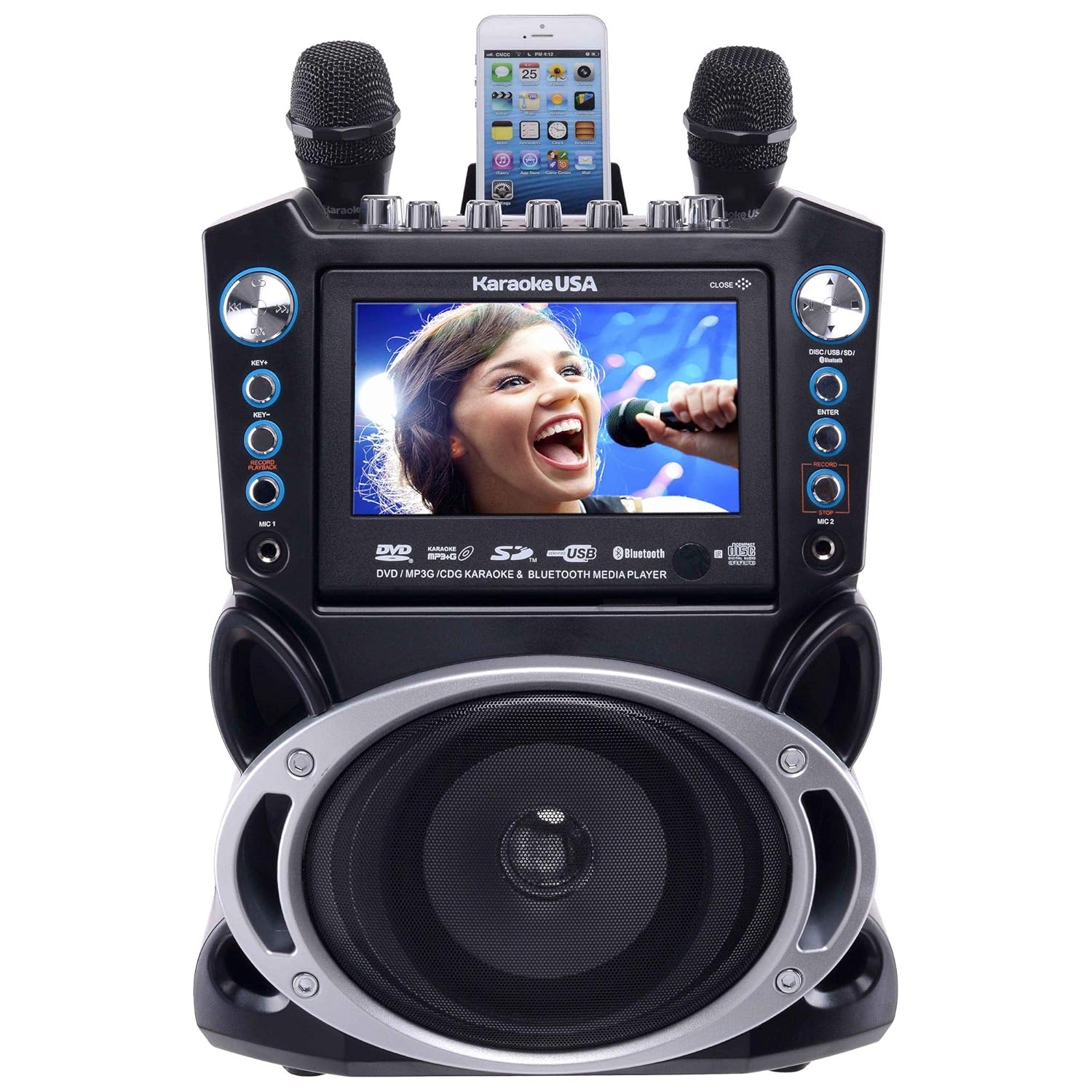 Karaoke USA GF840 DVD/CDG/MP3G Karaoke Machine with 7" TFT Color Screen with Record and Bluetooth