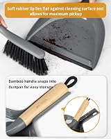 MR.SIGA Dustpan and Brush Set Bamboo Handle Grey Durable Bristles view 3